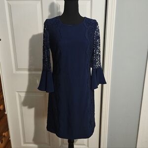 NWT kensie Womens Crepe Sheath Dress with Lace Sleeves